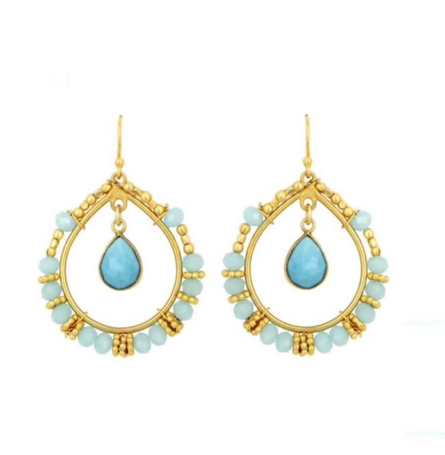 La Maison Earrings | Coralie Drop Earrings In Turquoise & Jade - La Maison