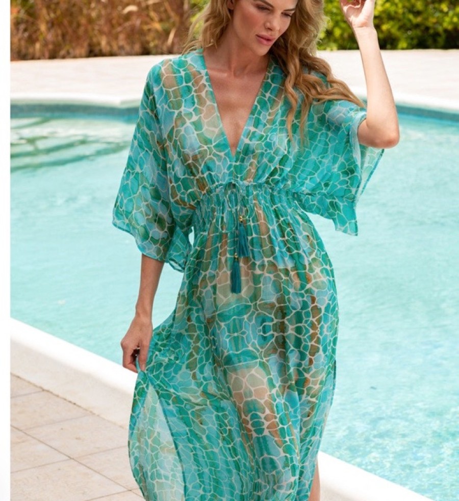 La Maison Dresses And Skirts | Sophia Alexia Aqua Pebbles Capri Kimono - La Maison