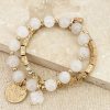 La Maison Bracelets | Gold And White Semi Precious Bead Multi Layer Bracelet - La Maison