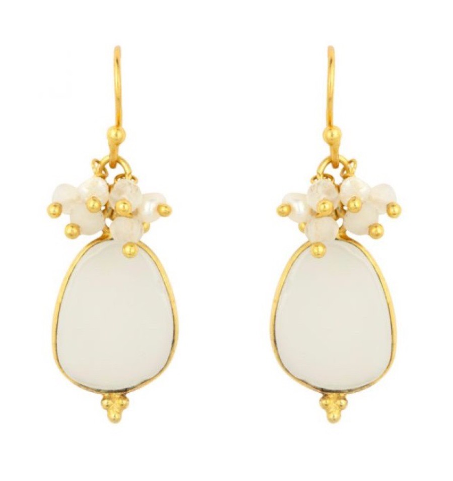 La Maison Earrings | Willow White Chalcedony Earrings - La Maison