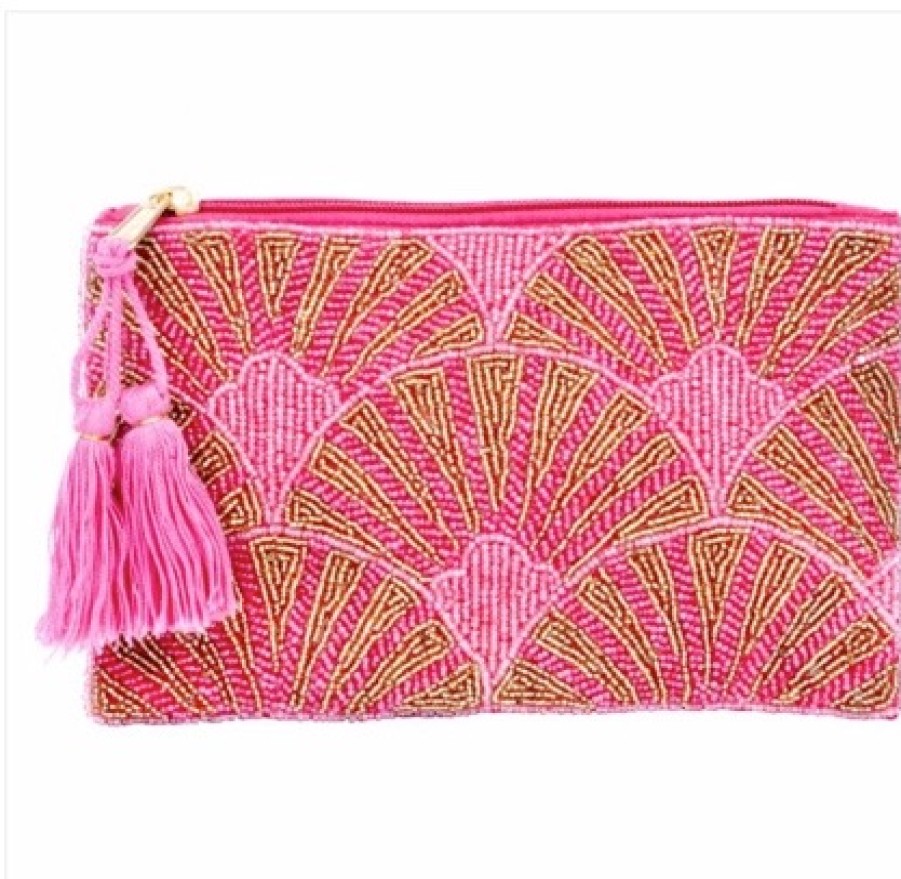 La Maison Accessories | Gatsby Beaded Pouch Pink & Gold - La Maison