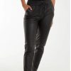 La Maison Trousers | Elastic Tie Waist Leather Look Trousers - La Maison