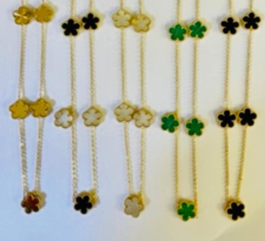 La Maison Necklaces | Clover Design Long Necklace In A Variety Of Colours - La Maison