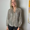 La Maison Blouses And Tops | Sequin Shirt In Silver Or Rose Gold - La Maison