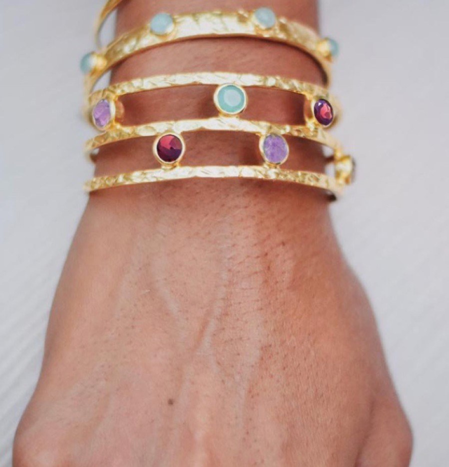 La Maison Bracelets | Azuni Venus Gemstone Bangle With Rose Quartz & Amethyst - La Maison