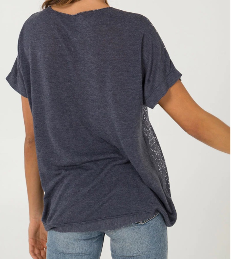 La Maison Blouses And Tops | Silver Splatter Basic Tee In Dark Grey Or White - La Maison