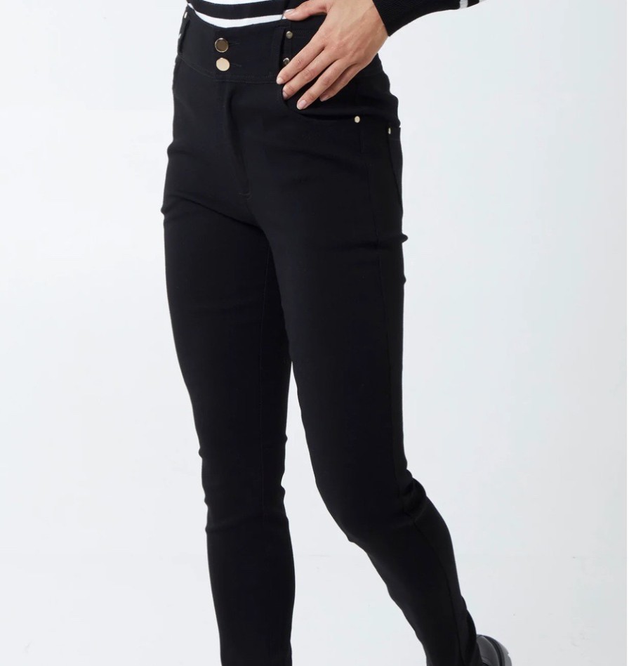 La Maison Trousers | Black High Waisted Stretch Denim Skinny Jeans - La Maison