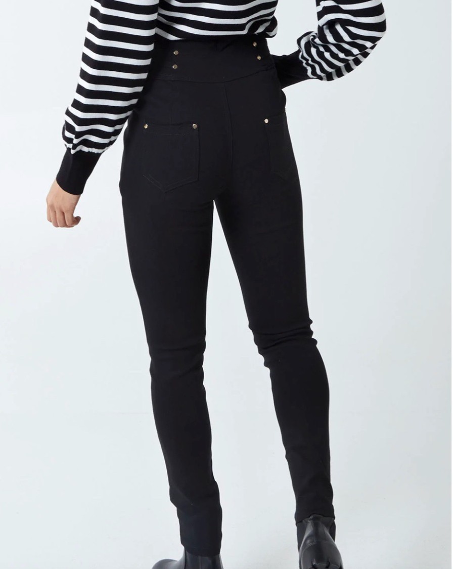 La Maison Trousers | Black High Waisted Stretch Denim Skinny Jeans - La Maison