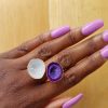 La Maison Rings | Double Semi Precious Ring Purple/White - La Maison