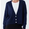 La Maison Knitwear | Three Button Cropped Ribbed Cuff Hem Cardigan - La Maison