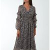 La Maison Dresses And Skirts | Ditsy Floral Frill Sleeve Wrap Midi Dress - La Maison