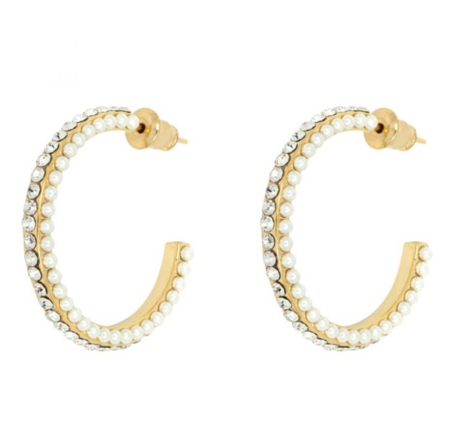 La Maison Earrings | Frost Hoop Earrings Crystal And Gold - La Maison