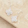 La Maison Earrings | Envy Silver & Crystal Clover Drop Earrings - La Maison