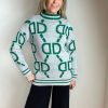 La Maison Knitwear | Green Geometric Print Jumper - La Maison