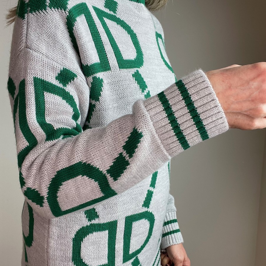 La Maison Knitwear | Green Geometric Print Jumper - La Maison