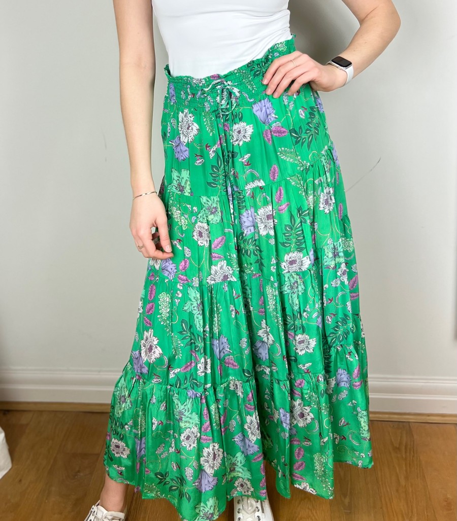 La Maison Dresses And Skirts | Charlotte Sparre Floral Fun Green Long Skirt - La Maison