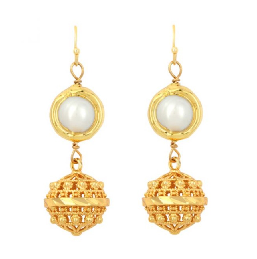 La Maison Earrings | River Earrings Pearl & Gold - La Maison