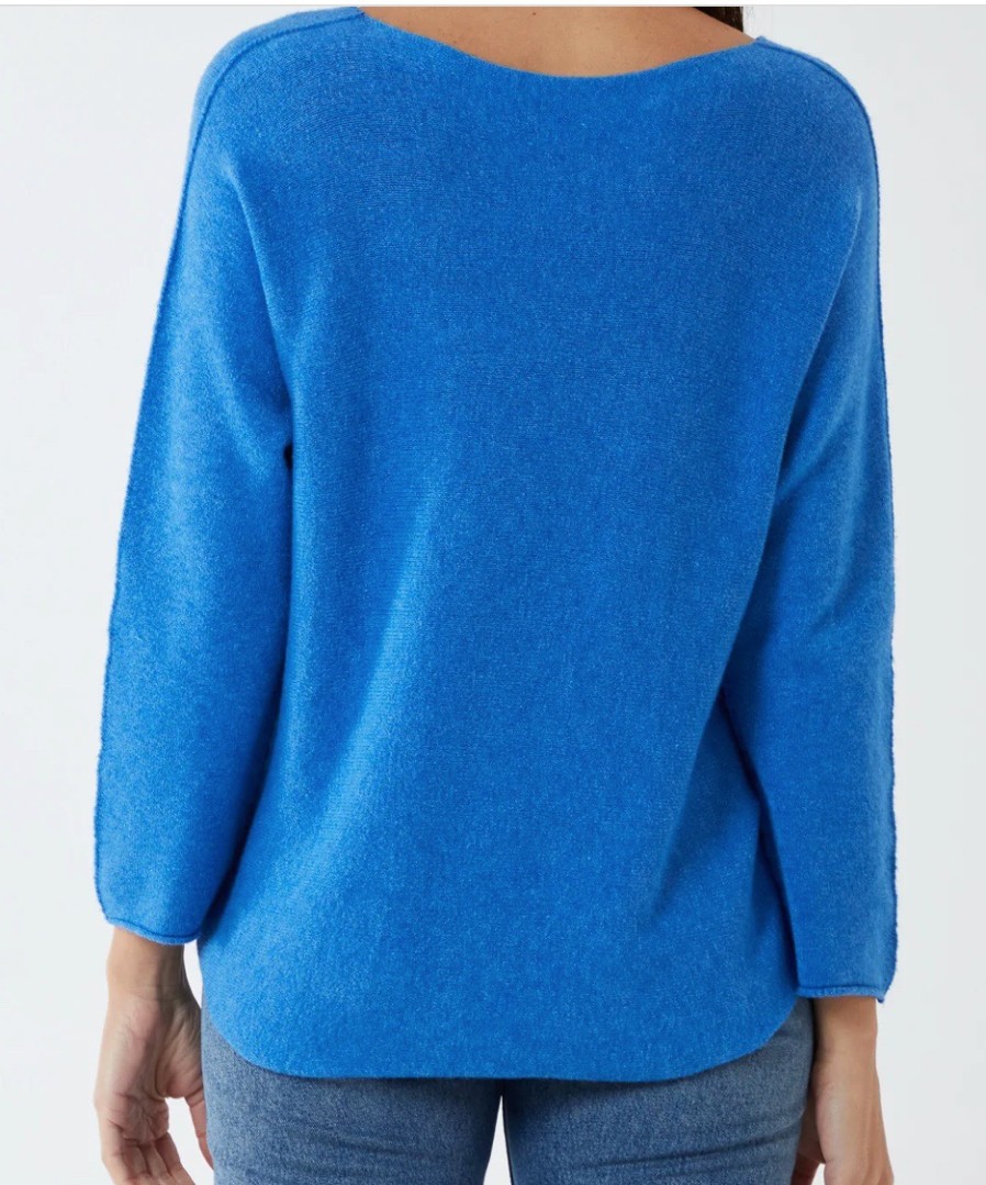 La Maison Knitwear | Soft As Cashmere Curved Hem Round Neck - La Maison