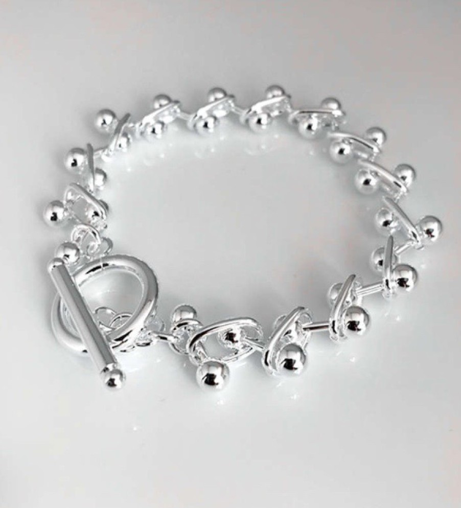 La Maison Bracelets | Silver Plated Bracelet With Easy Push In Clasp - La Maison