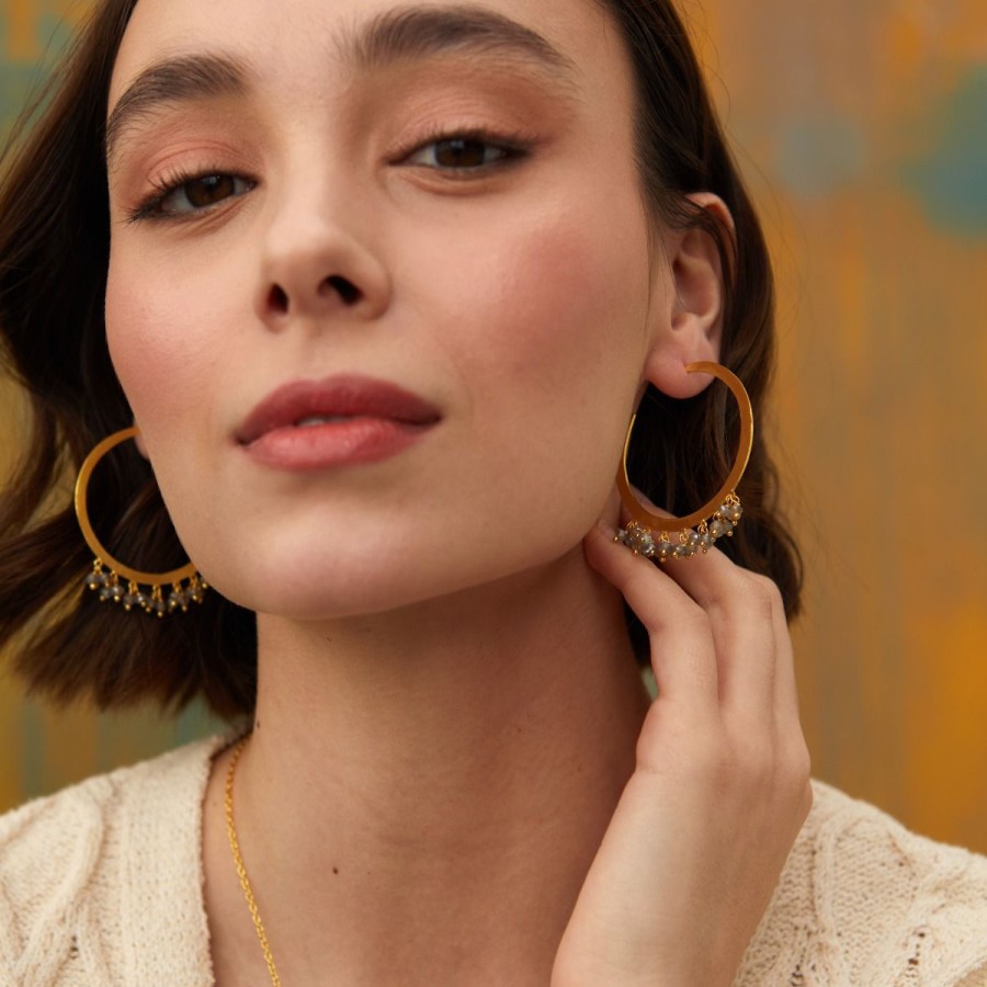 La Maison Earrings | Raphaela Hoop Earrings Labradorite - La Maison