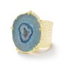 La Maison Rings | Sky Blue 'Solar Power' Gemstone Gold Statement Ring - La Maison