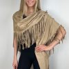 La Maison Accessories | Fringed Faux Suede Shawl - La Maison