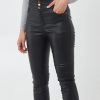 La Maison Trousers | Black Wax Coated High-Rise Jeans - La Maison