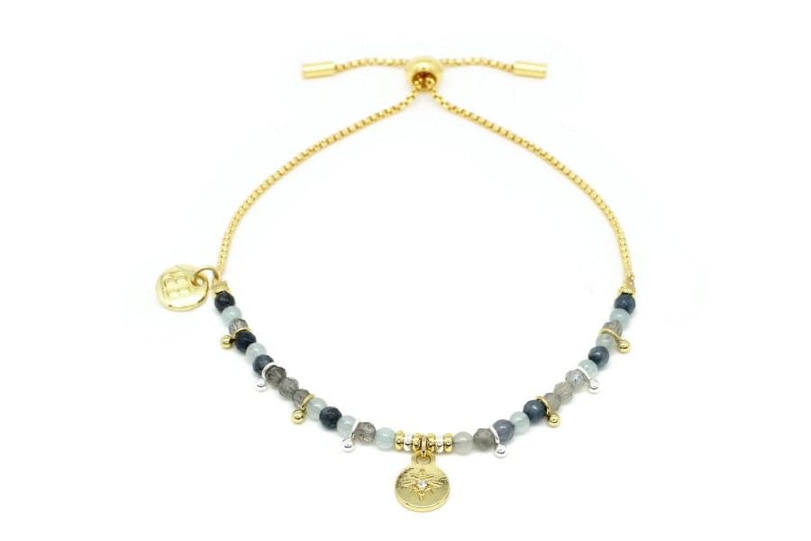 La Maison Bracelets | Boho Betty Nashira Denim & Gold Charm Gemstone Bracelet - La Maison