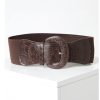 La Maison Accessories | Brown Wide Buckle Elasticated Belt - La Maison