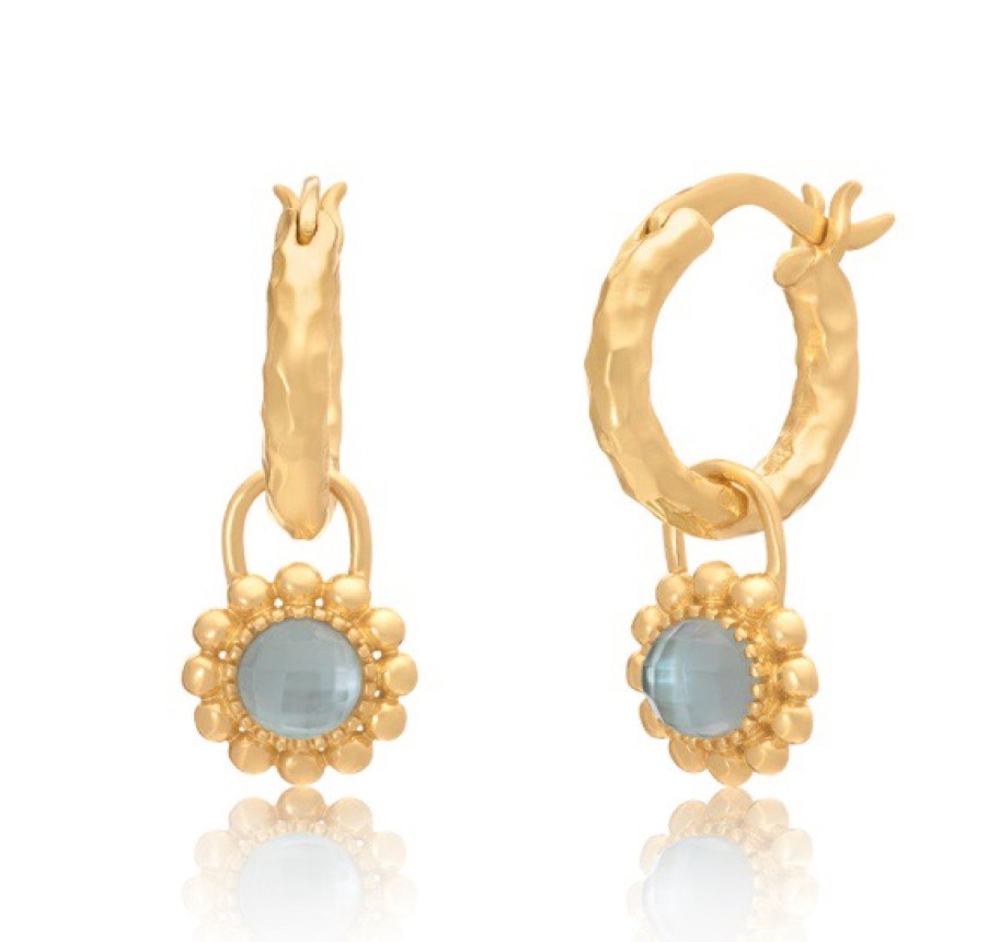 La Maison Earrings | Azuni Petra Hoop Gemstone Charm Earrings - La Maison