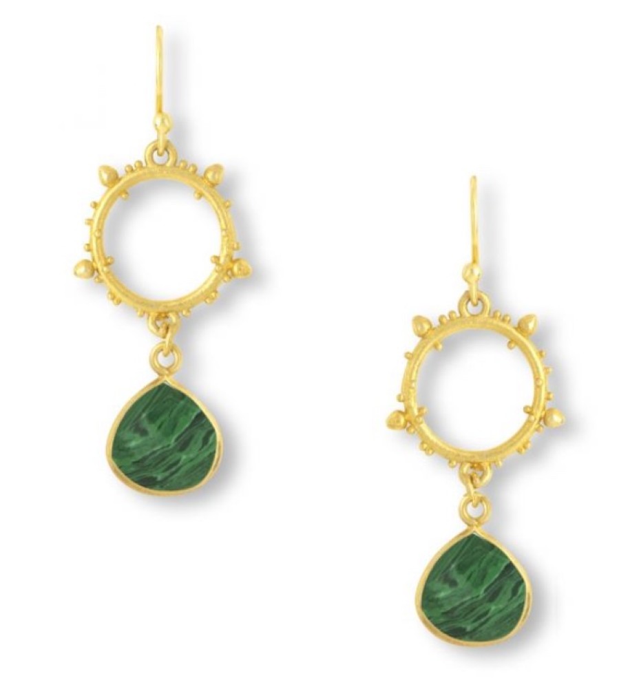 La Maison Earrings | Allegra Earrings With Malachite Drop Stone - La Maison