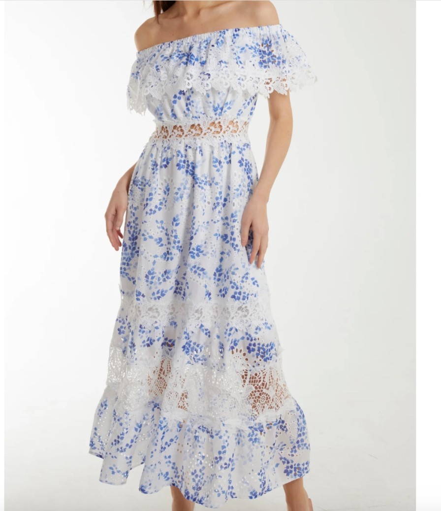 La Maison Dresses And Skirts | Bardot Floral & Lace Maxi Dress - La Maison