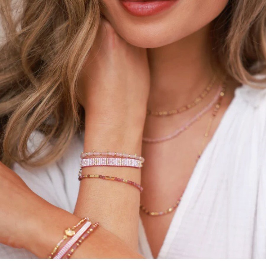 La Maison Bracelets | Boho Betty Matira Hot Pink Beaded Friendship Bracelet - La Maison