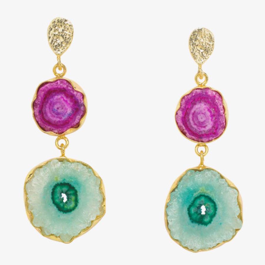 La Maison Earrings | So Solar Violet Green Quartz Earrings - La Maison