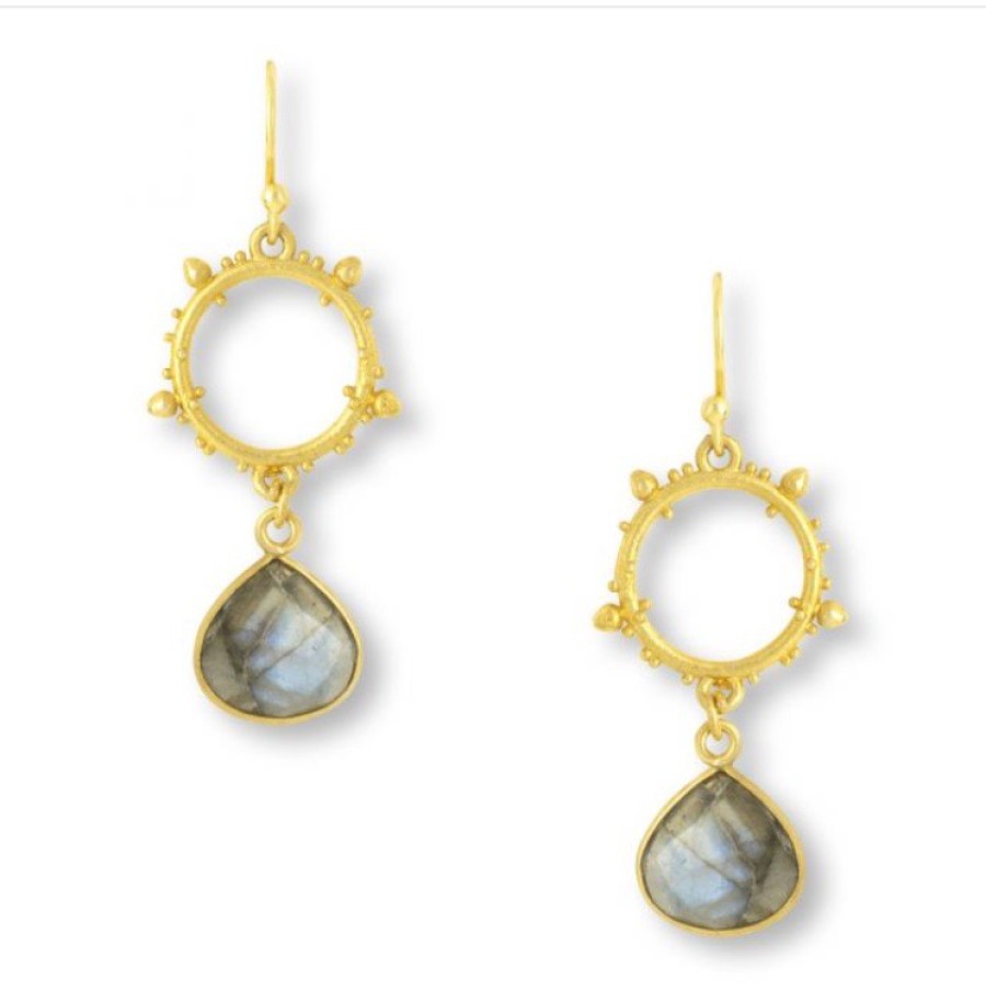 La Maison Earrings | Allegra Earrings With Labradorite Drop Stone - La Maison