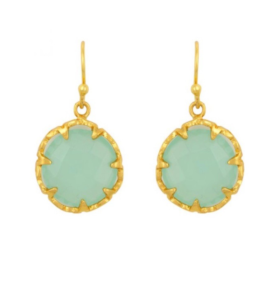 La Maison Earrings | Petite Gemstone Earrings Aqua Chalcedony - La Maison