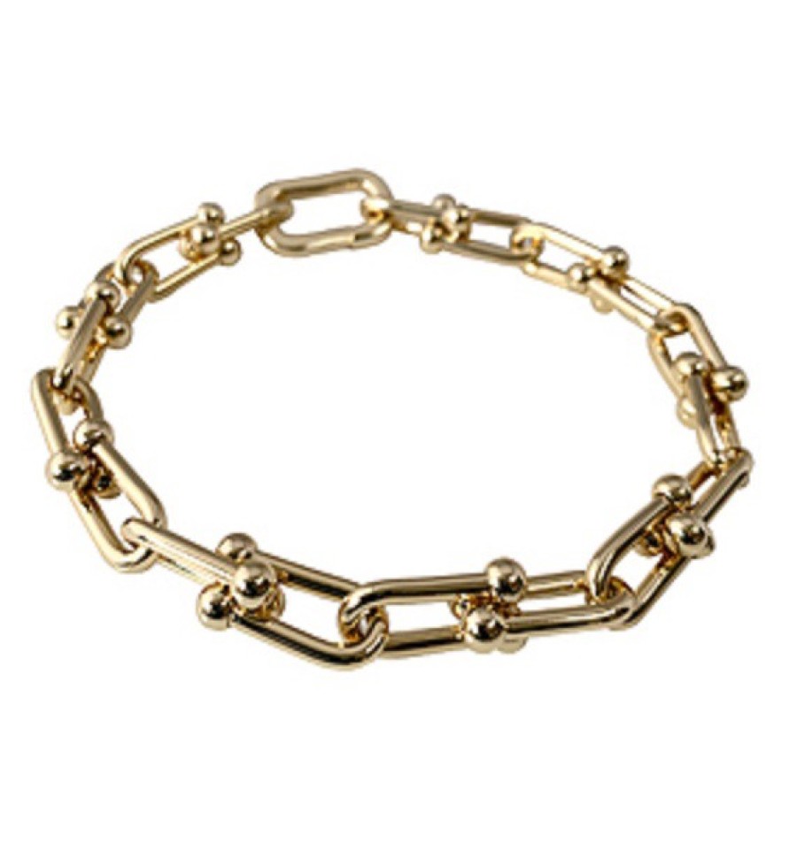 La Maison Bracelets | Gold Plated Square Chain Bracelet - La Maison