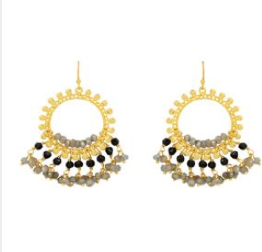 La Maison Earrings | Waverly Sunburst Earrings In Grey - La Maison