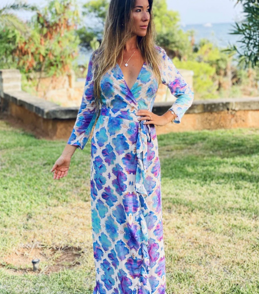 La Maison Dresses And Skirts | Sophia Alexia Orchid Paradise Ruffle Wrap Dress - La Maison