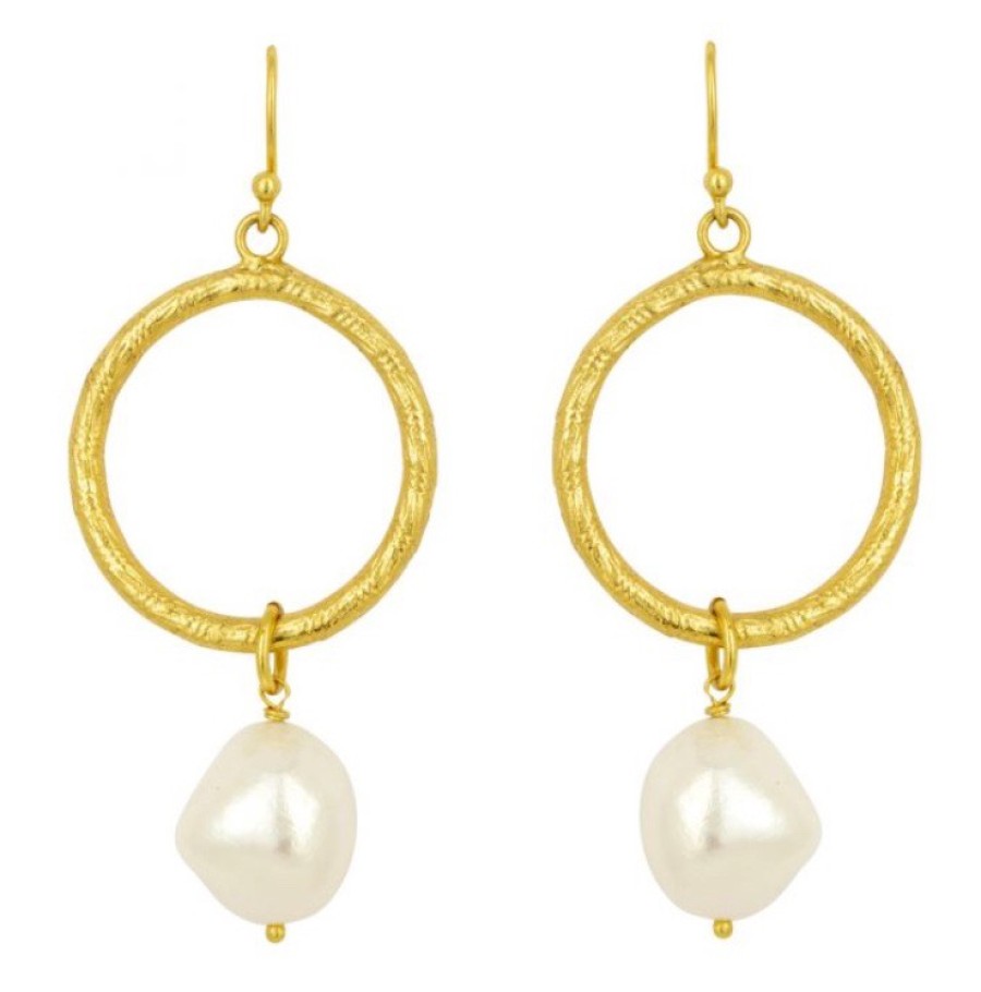 La Maison Earrings | Margot Hoop Pearl Earrings In Freshwater Pearl - La Maison