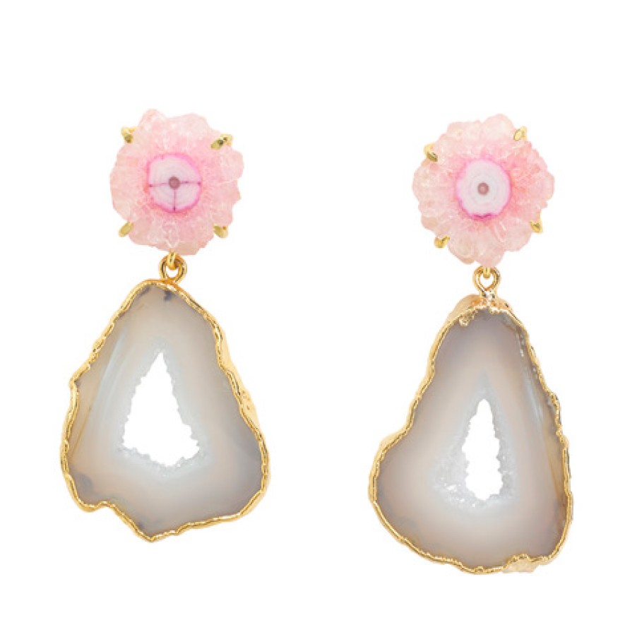 La Maison Earrings | Summer Love Earrings Pink And Taupe - La Maison