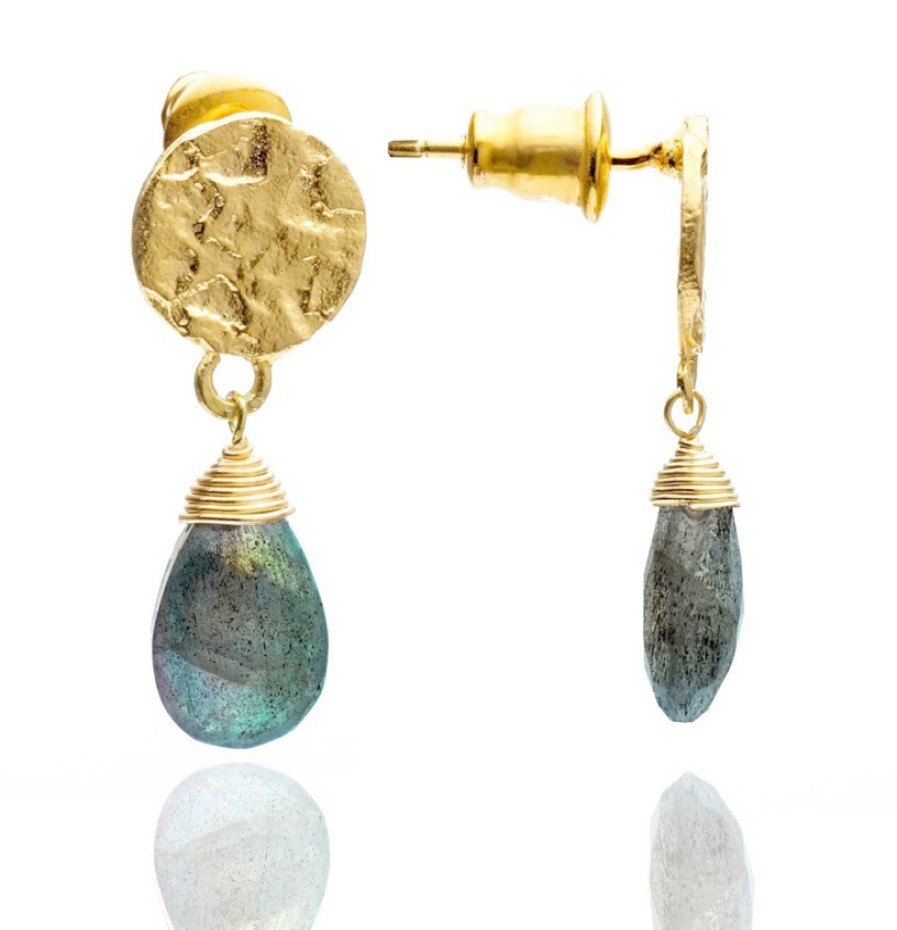 La Maison Earrings | Azuni Classic Drop Athena Earrings - Labrodite - La Maison