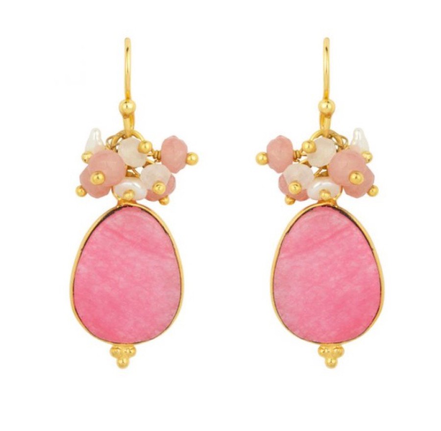 La Maison Earrings | Willow Drop Pink Jade Earring - La Maison