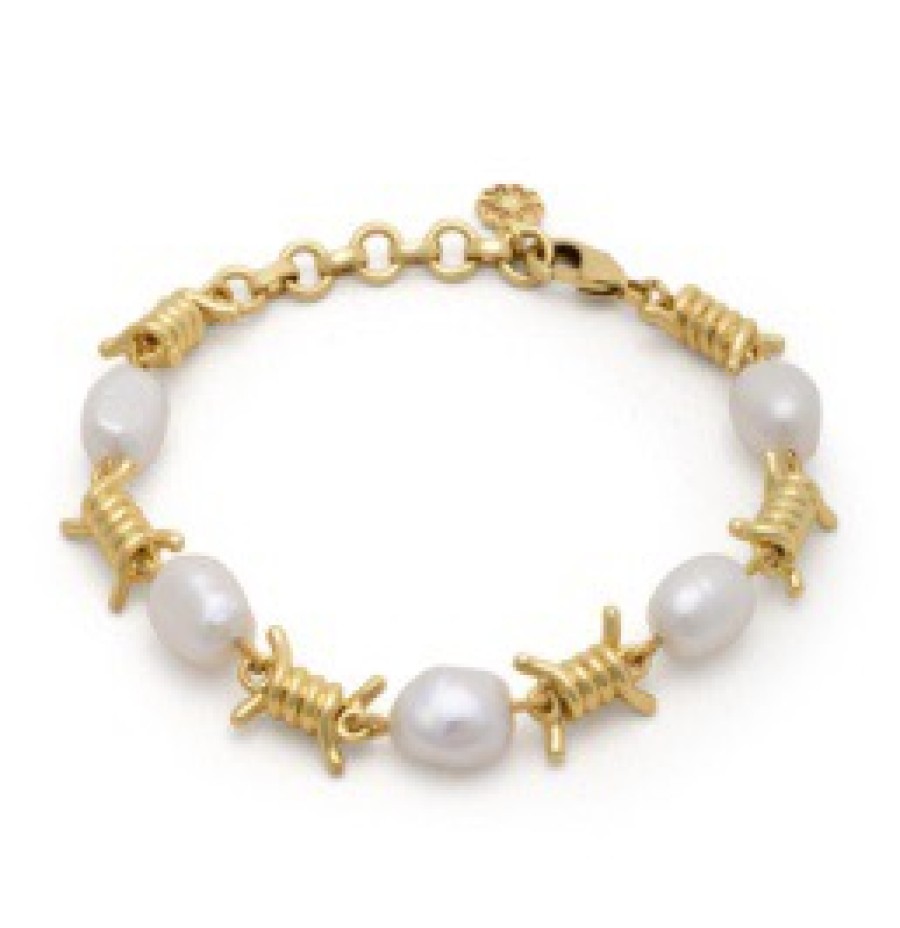 La Maison Bracelets | Azuni Chunky Pearl & Barbed Wire Bracelet - La Maison