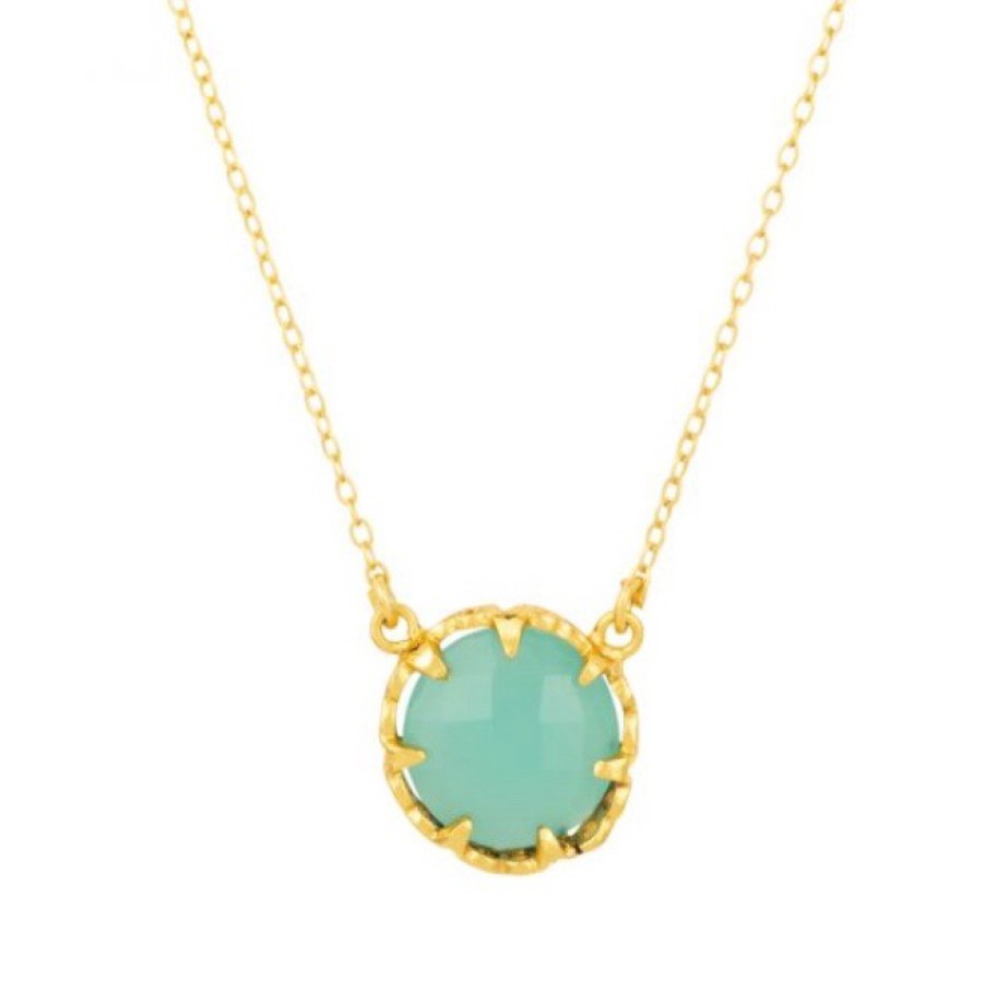 La Maison Necklaces | Petite Gemstone Aqua Chalcedony Necklace - La Maison