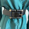 La Maison Accessories | Black Faux Leather Elasticated Adjustable Buckle Belt - La Maison