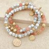 La Maison Bracelets | Gold Layered Stretch Bracelet With White And Pink Beads - La Maison