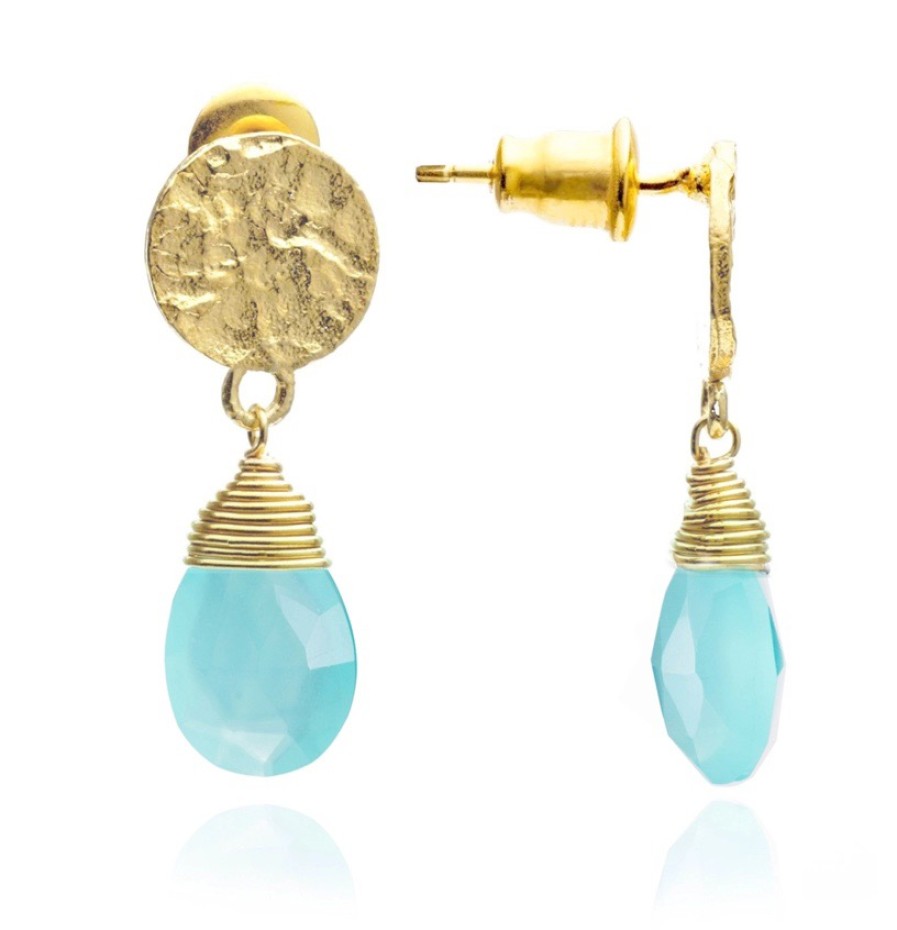 La Maison Earrings | Azuni Classic Drop Athena Earrings - Aqua Chalcedony - La Maison