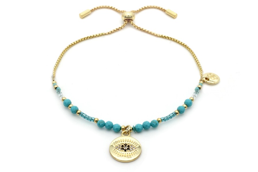 La Maison Bracelets | Boho Betty Lander Evil Eye Charm Turquoise Bracelet - La Maison