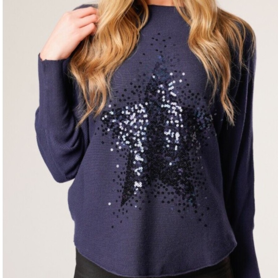 La Maison Knitwear | Ribbed Sequin Star Jumper - La Maison